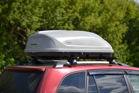 Серый бокс-багажник на крышу Аэродинамический "Turino Compact" от магазина ФаркопРос